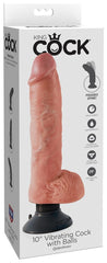 King Cock 10 Inch Vibrating Cock with Balls and Suction Cup - - Vibrating Dildos