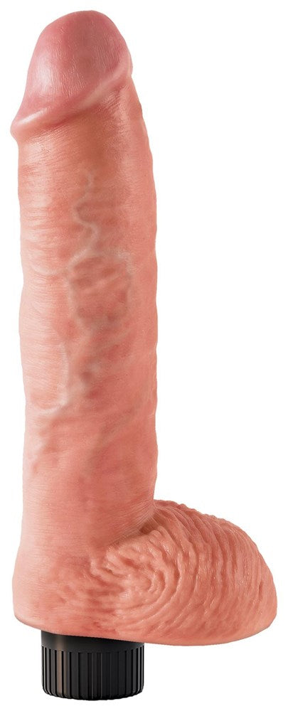 King Cock 10 Inch Vibrating Cock with Balls and Suction Cup - - Vibrating Dildos