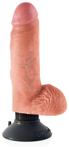 King Cock 7 inch Realistic Vibrating Cock with Balls Lifelike Design - Vibrating Dildos