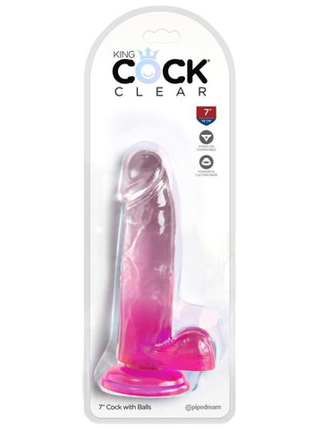 Pipedream Products King Cock Clear 7 Inch Cock with Balls Realistic Dildo - Realistic Dildos