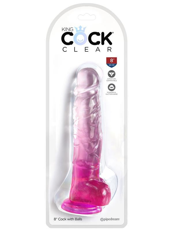 Pipedream Products King Cock Clear 8 Inch Cock with Balls Realistic Dildo - - Realistic Dildos