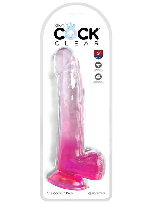 Pipedream Products King Cock Clear 9 Inch Cock with Balls Suction Cup - - Realistic Dildos