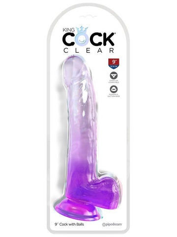 Pipedream Products King Cock Clear 9 Inch Cock with Balls Suction Cup - Realistic Dildos
