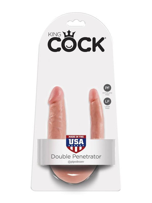 Pipedream Products King Cock U Shaped Double Trouble Flesh Dual Ended Dildo - - Double Ender