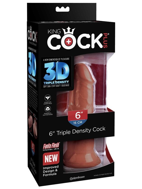 Pipedream Products King Cock Plus Triple Density Cock Brown Realistic Dildo - - Realistic Dildos