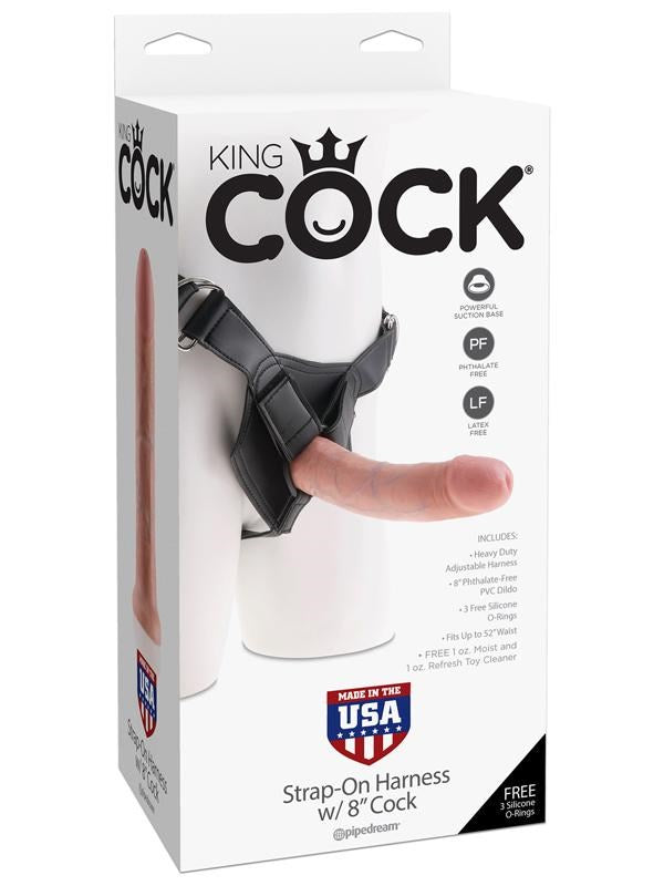 Pipedream Products King Cock Strap On Harness with 8 inch Realistic Cock Complete - - Strap On Sextoys