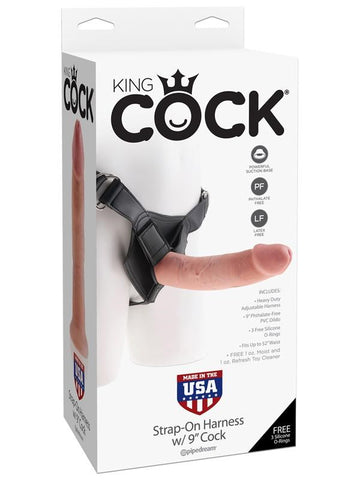 Pipedream King Cock Strap On Harness with 9 inch Realistic Cock Premium Silicone - Strap On Sextoys