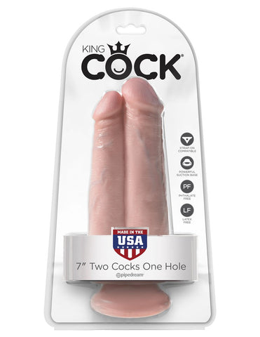 Pipedream Products King Cock Two Cocks One Hole Brown Dual Cock Dildo - Double Ender