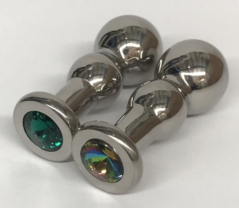 Hells Couture Bang Butt Plug Large Disc Surgical Steel with Gem Base - - Steel Sex Toys