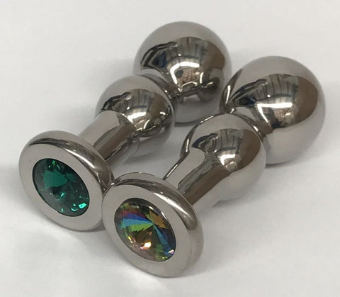 Hells Couture Bang Butt Plug Large Disc Surgical Steel with Gem Base - Steel Sex Toys