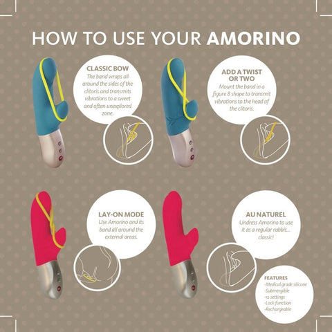 Fun Factory Amorino Deluxe Vibe Dual Stimulation Vibrator with Clitoral Arm - Rabbit Vibrators