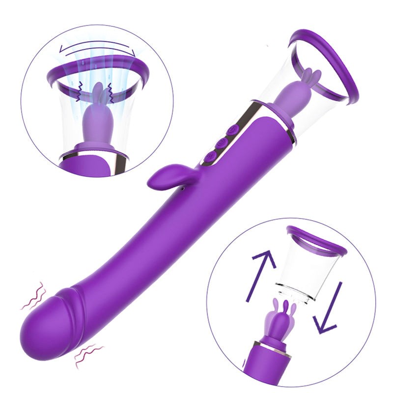 BDStyle Clit and Nip Suck Dildo Vibe with Dual Stimulation Technology - - Clit Ticklers and Pulsators