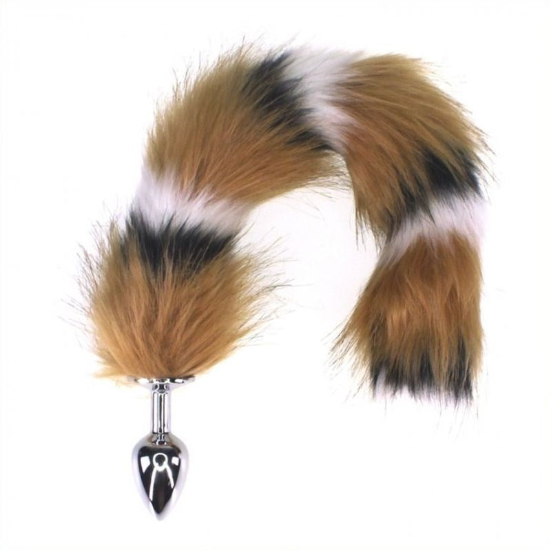 BDStyle Interphase Faux Fox Tail Metal Butt Plug with Premium Yellow Faux Fur - Steel Sex Toys