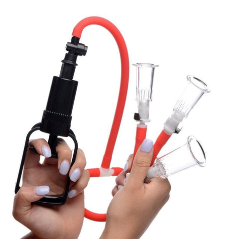 BDStyle Powerful Trio Nipple Suction Enhancer with Triple Cup Design - Breast and Nipple Toys