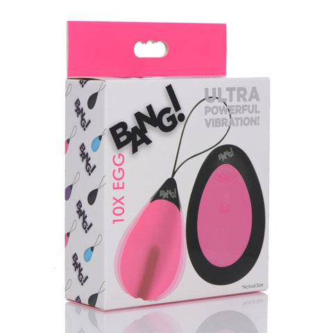 XR Brands Bang!10X Remote Egg Vibrator - Non-Realistic Dildos