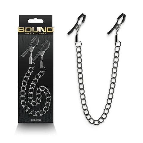 NS Novelties Bound Nipple Clamps DC2 Adjustable Metal Sensation Clamps - Breast and Nipple Toys