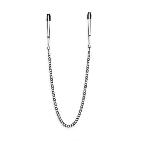 NS Novelties Bound Nipple Clamps DC3 Gun Metal Adjustable Pressure - Breast and Nipple Toys