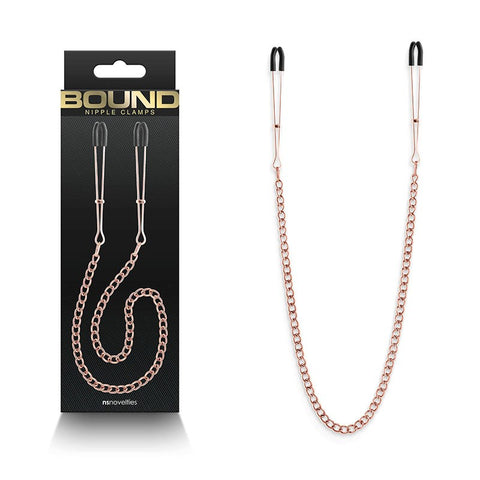 NS Novelties Bound Nipple Clamps DC3 Gun Metal Adjustable Pressure - Breast and Nipple Toys