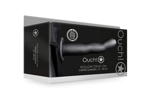 Shots Toys Pleasure Amplifier Curved Hollow Strap On 8 Inch Premium Silicone - Realistic Dildos