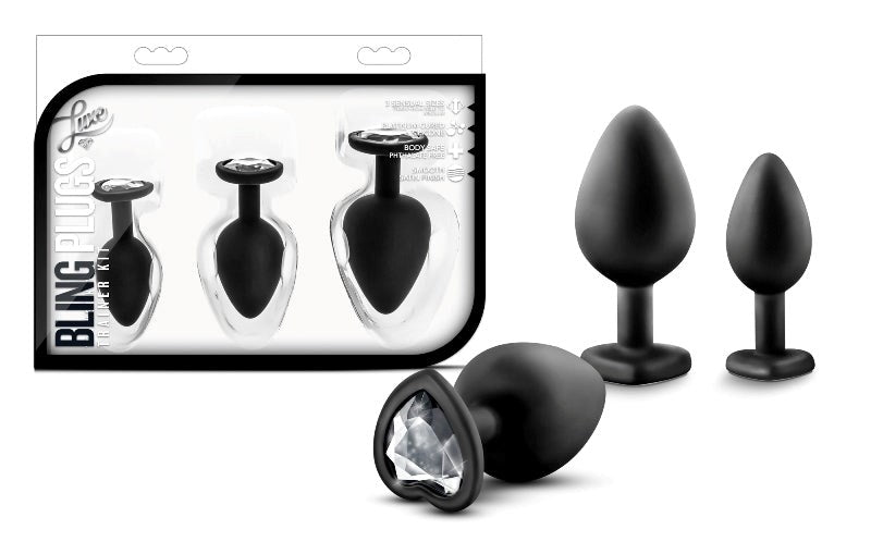 Blush Novelties Luxe Bling Plugs Training Kit with White Gems 3 Sizes - - Butt Plugs