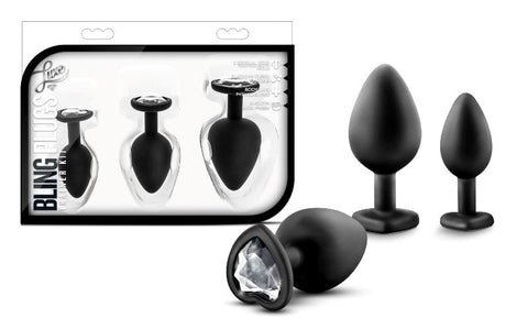 Blush Novelties Luxe Bling Plugs Training Kit with White Gems 3 Sizes - Butt Plugs