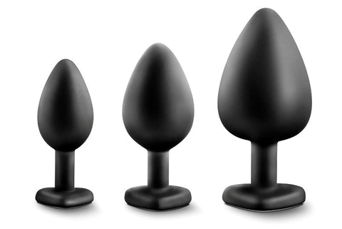 Blush Novelties Luxe Bling Plugs Training Kit with White Gems 3 Sizes - Butt Plugs