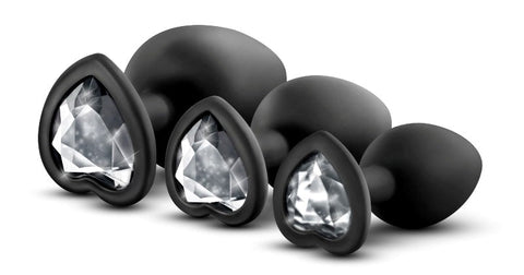 Blush Novelties Luxe Bling Plugs Training Kit with White Gems 3 Sizes - Butt Plugs