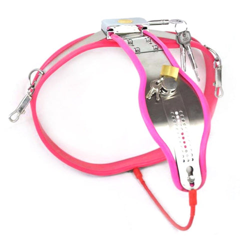 BDStyle Medium Curve T Premium Female Chastity Belt with Locking Cover - Female Chastity