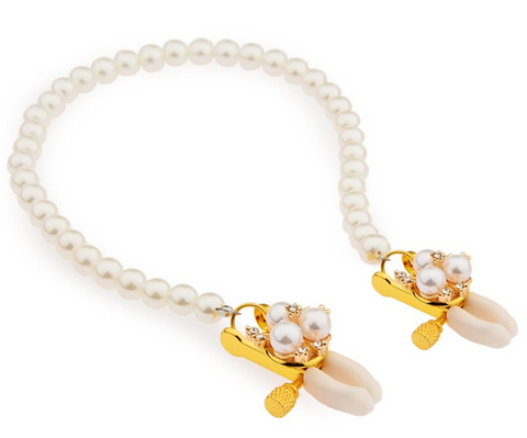 BDStyle Naughty Nasty Nipple Clamps with Pearl Adjustable Tension - Breast and Nipple Toys