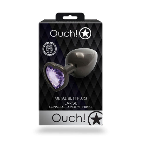 Shots Toys OUCH! Heart Gem Butt Plug Large Aluminum Temperature Play - Realistic Dildos