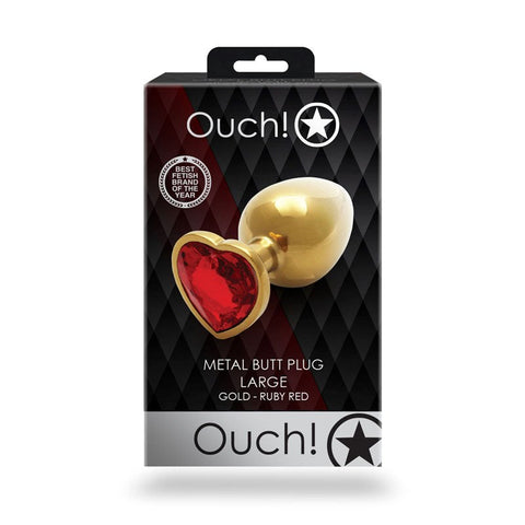 Shots Toys OUCH! Heart Gem Butt Plug Large Aluminum Temperature Play - Realistic Dildos