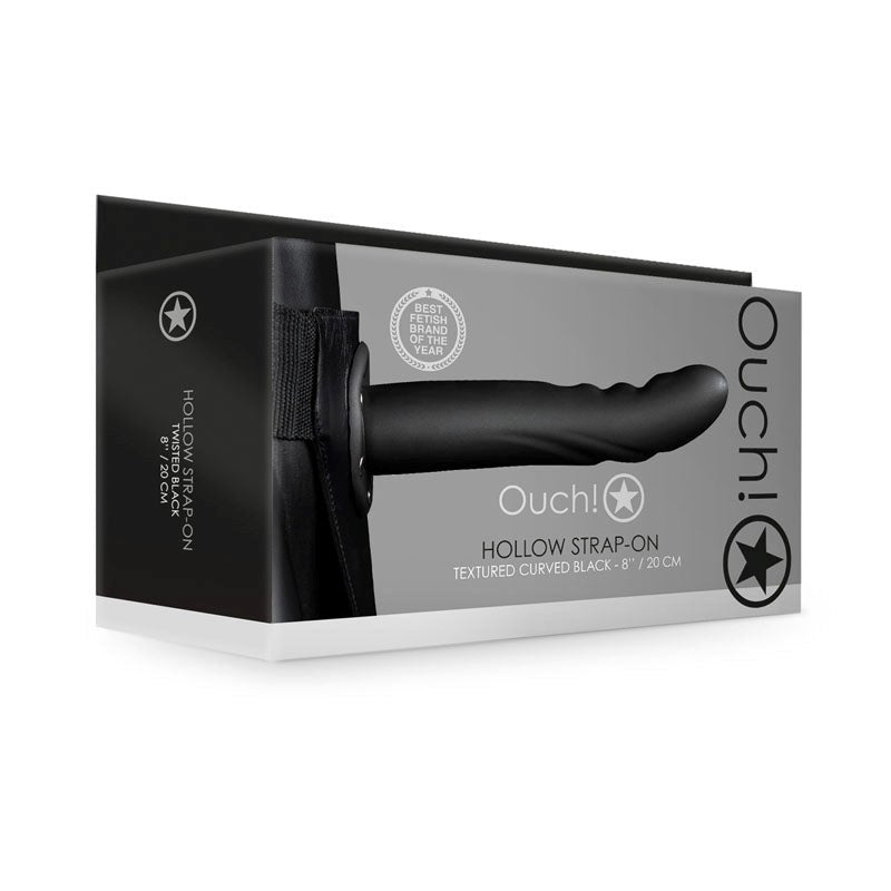 Shots Toys OUCH! Textured Curved Hollow Strap on 20cm Hollow Penetration - - Strap On Sextoys