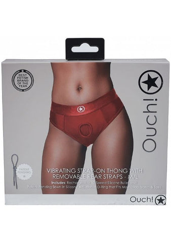 Shots Toys Ouch! Vibrating Strap On Thong with Removable Butt Straps M/L - Strap On Sextoys