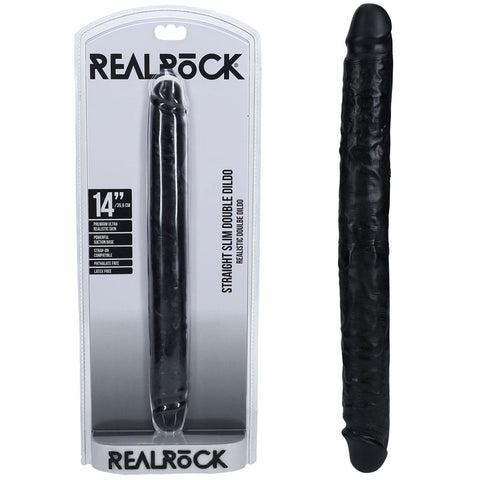 Shots Toys REALROCK 35cm Slim Double Dildo with Suction Cup Base - Realistic Dildos