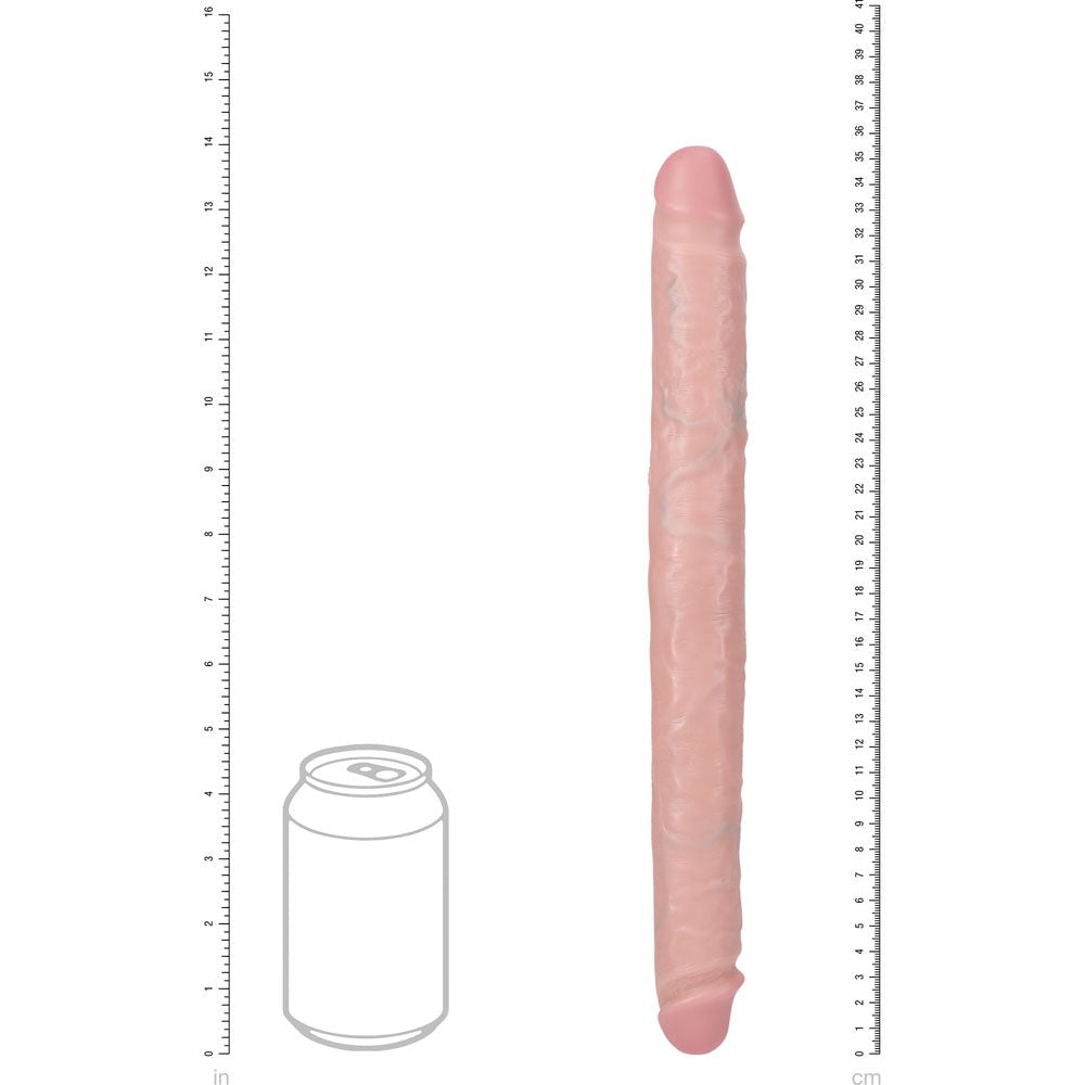 Shots Toys REALROCK 35cm Slim Double Dildo with Suction Cup Base - - Realistic Dildos