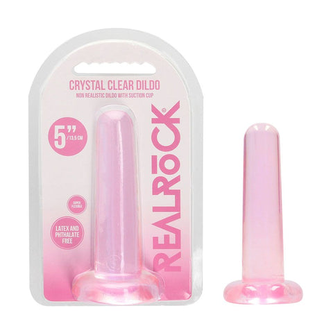 Shots Toys REALROCK Pleasure Wand Lifelike Suction Dildo 13.5cm Crystal Clear - Realistic Dildos