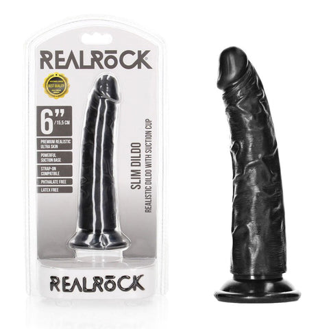 Shots Toys REALROCK Realistic Slim Dildo 15.5 cm with Suction Cup Base - Masks And Blindfolds