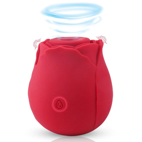 BDStyle Rose Suction Vibrator Dual Action Clitoral Stimulation - Clit Ticklers and Pulsators