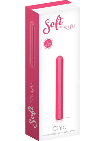 Evolved Soft By Playful Chic Rechargeable Long Bullet Vibe Flexible Ridged - Personal Massagers