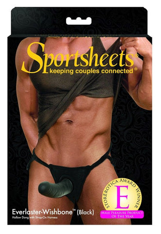 Sportsheets Everlaster Wishbone Strap On Harness with Hollow Dildo - Strap On Sextoys