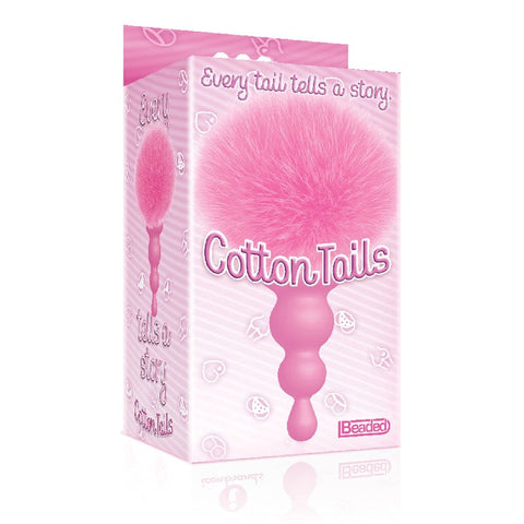 Icon Brands The 9s Cottontails Beaded Butt Plug with Pink Faux Fur Tail - Butt Plugs