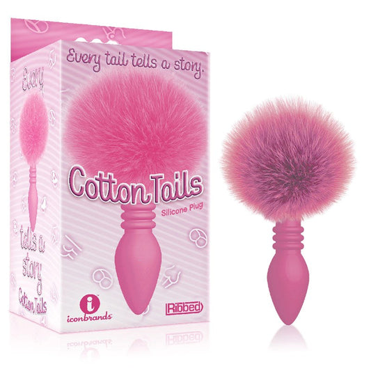 Icon Brands The 9s Cottontails Ribbed Butt Plug with Purple Faux Fur Tail - - Butt Plugs
