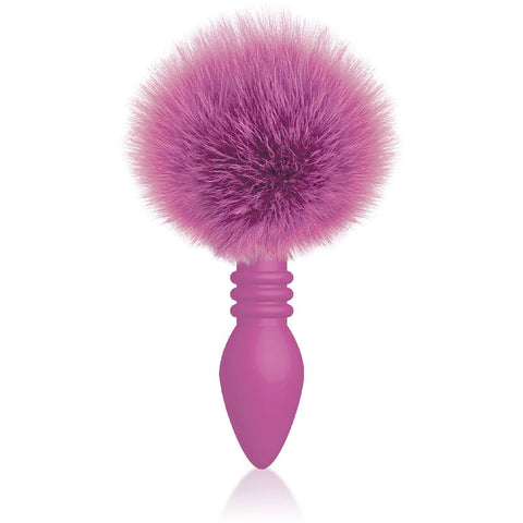 Icon Brands The 9s Cottontails Ribbed Butt Plug with Purple Faux Fur Tail - Butt Plugs