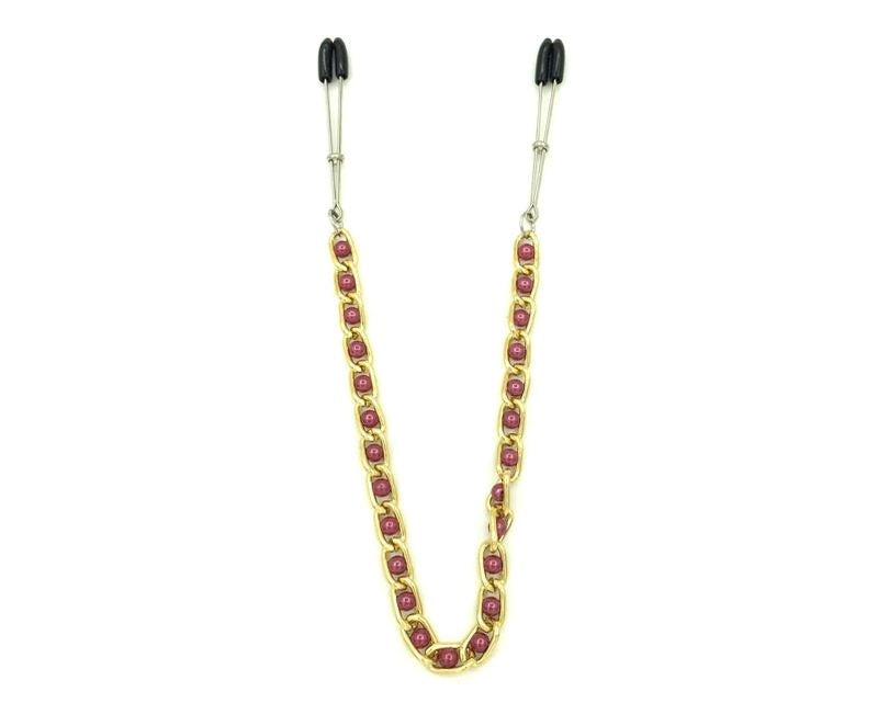 BDStyle Tweezer Nipple Clamps with Connecting Chain Adjustable Pressure - Breast and Nipple Toys