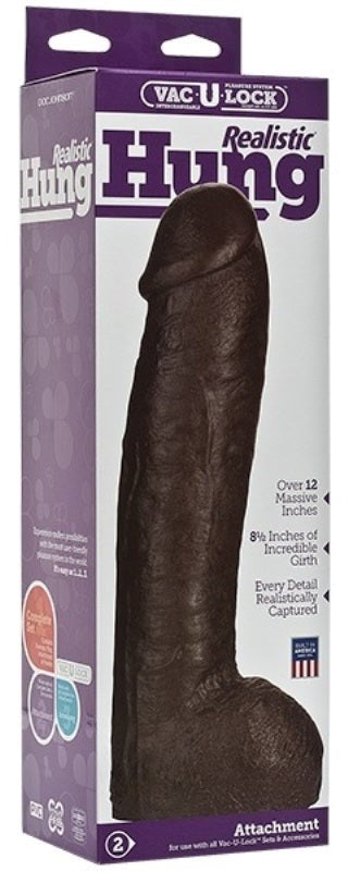 Doc Johnson Vac U Lock Realistic Hung 12.5 Inch Dildo with Realistic Design - - Realistic Dildos