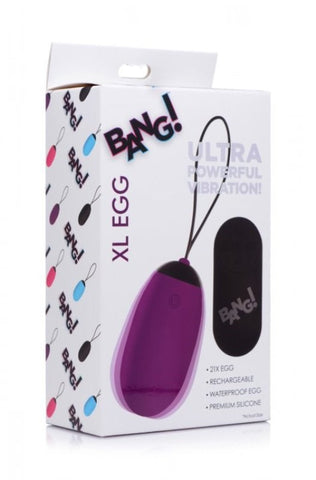 XR Brands Bang! XL Silicone Vibrating Egg with Wireless Remote Control - Steel Sex Toys