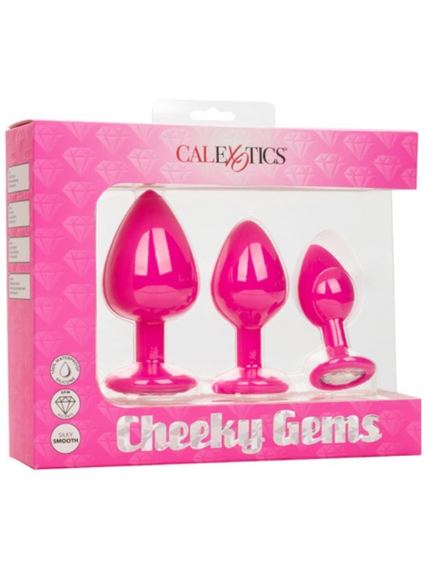 California Exotics Cheeky Gems Gemstone Butt Plugs for Luxurious Anal Play - Clit Ticklers and Pulsators
