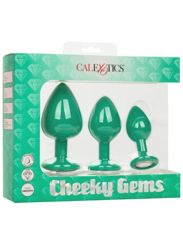 California Exotics Cheeky Gems Gemstone Butt Plugs for Luxurious Anal Play - Clit Ticklers and Pulsators
