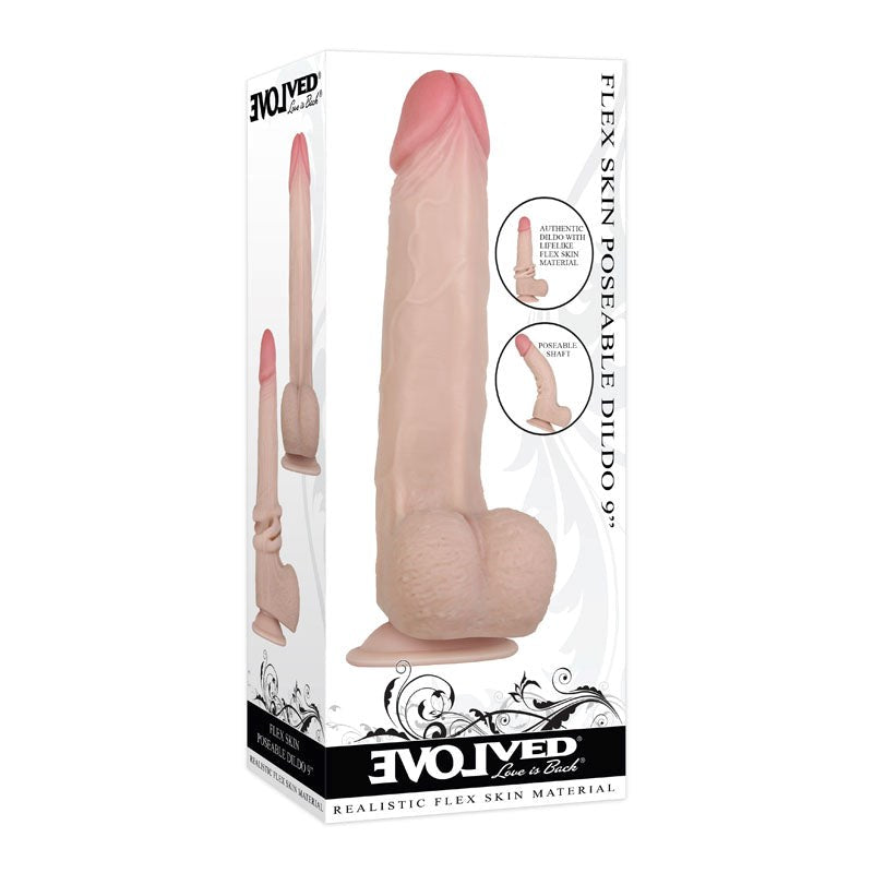 Evolved Flex Skin Poseable Dildo 9 Inch Bendable TPE Sex Toy - - Cuffs and Restraints