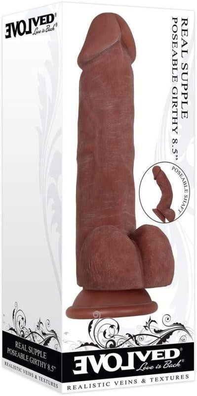 Evolved Real Supple Poseable Girthy 8.5 inch Dildo with Bendable Shaft - - G-Spot Vibrators